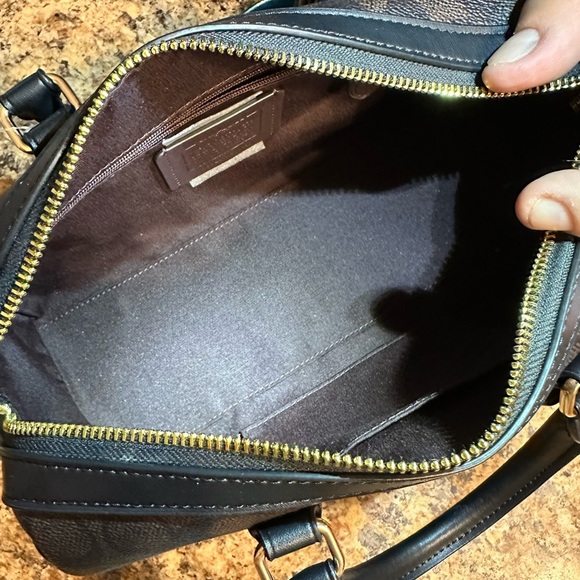 NWT Coach Rowan Long Satchel Walnut Black Signature Canvas Handbag CV963 - Picture 4 of 13